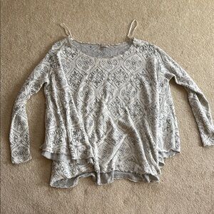 Gray Patterned Long Sleeve Top